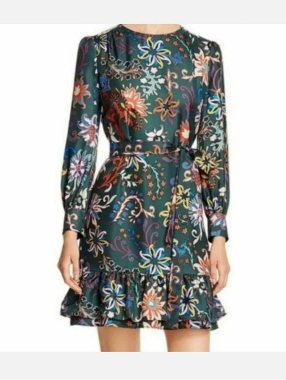 NWT TORY BURCH FLORAL SILK TWILL SHIFT DRESS IN BLACK MOUNTAIN FLORAL